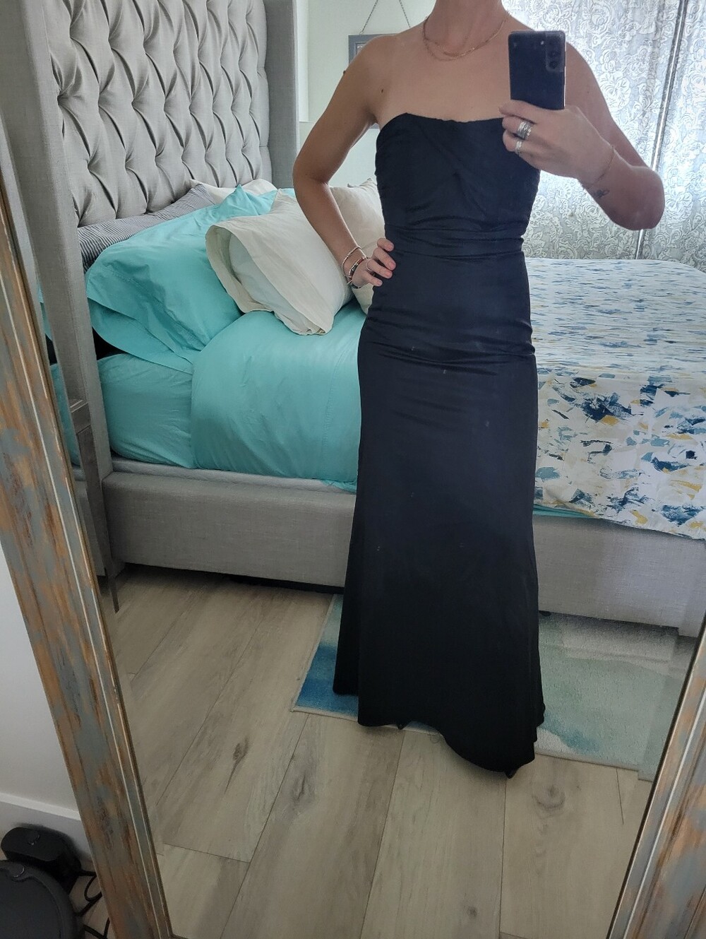 BCBGeneration Black Formal Strapless Satin Gown Maxi Dress Elegant Prom 00